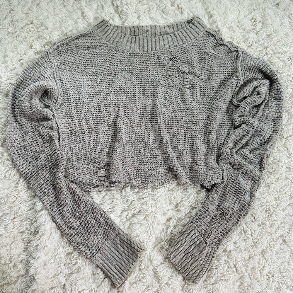 n:Philanthropy Distressed Cropped Sweater